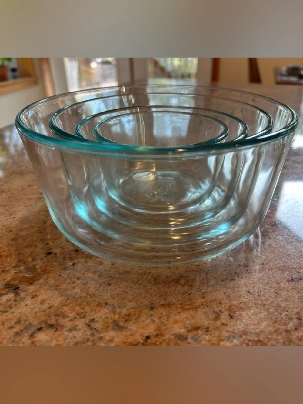 Pyrex Blue Tint Set of 4 Glass Prep Mixing Bowls 7200/7201/7202/7203 Series